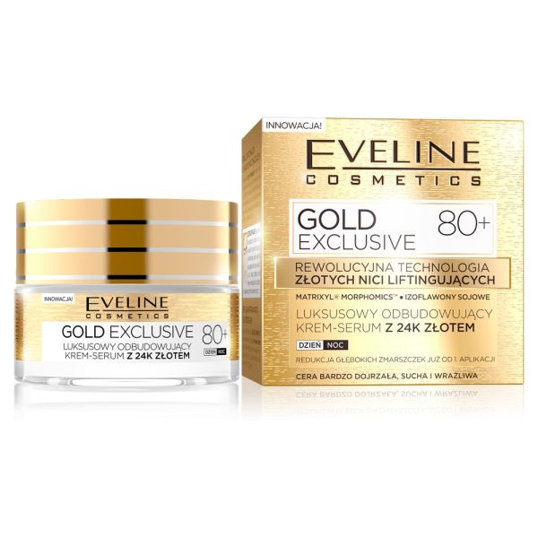 Gold Exclusive 80+ luksusowy odbudowujący krem-serum z 24k złotem 50ml Sale